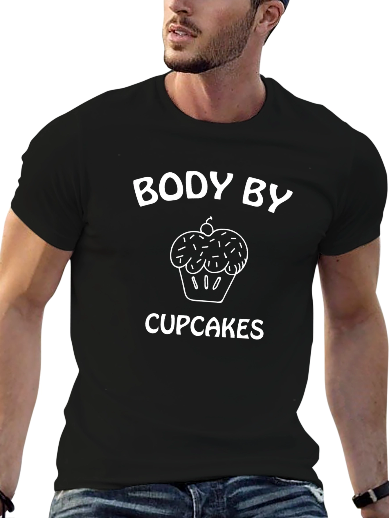 Black Body By Cupcakes T-Shirt - Funny Dessert Tee view 6