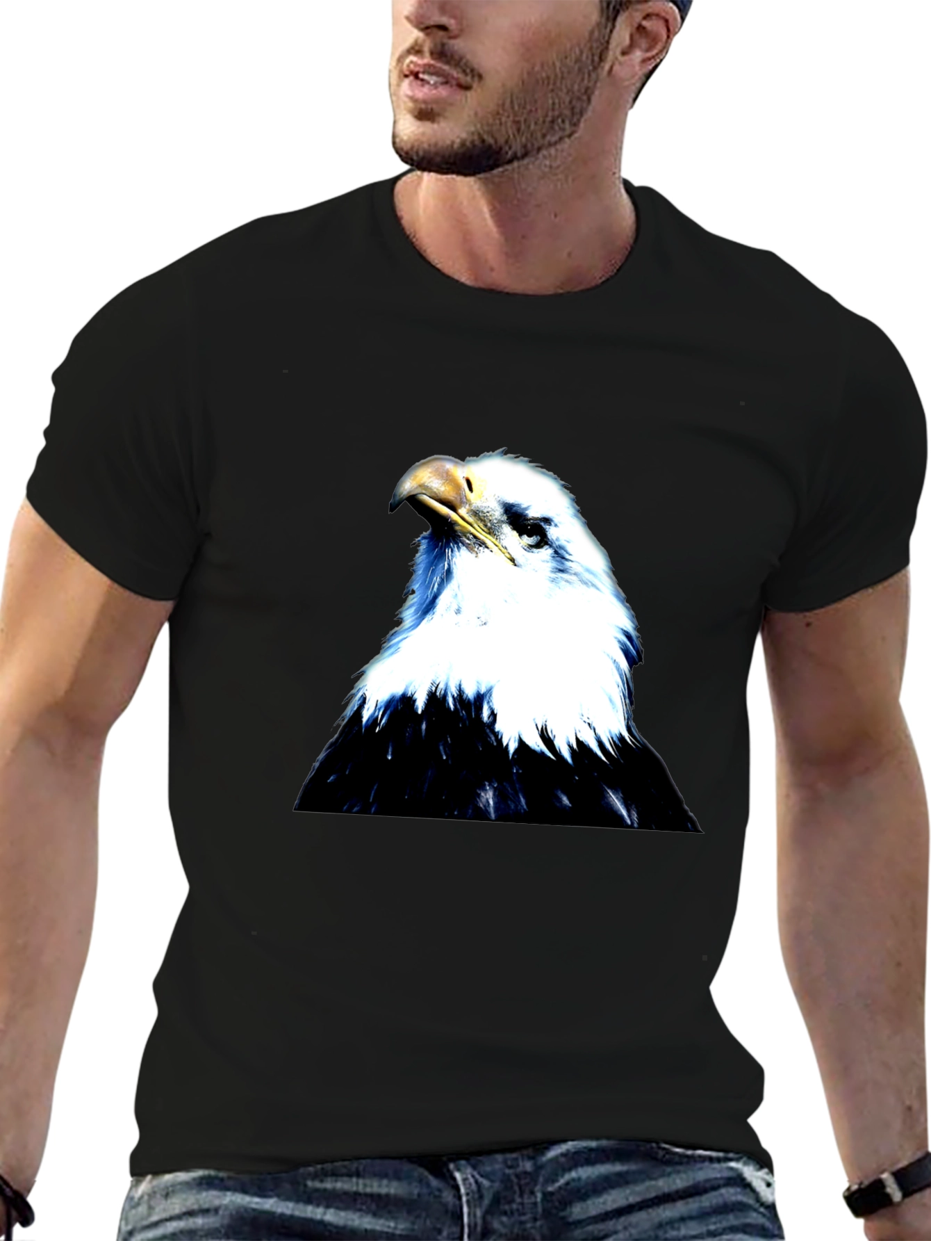 Black Eagle Graphic Black T-Shirt for Men view 6