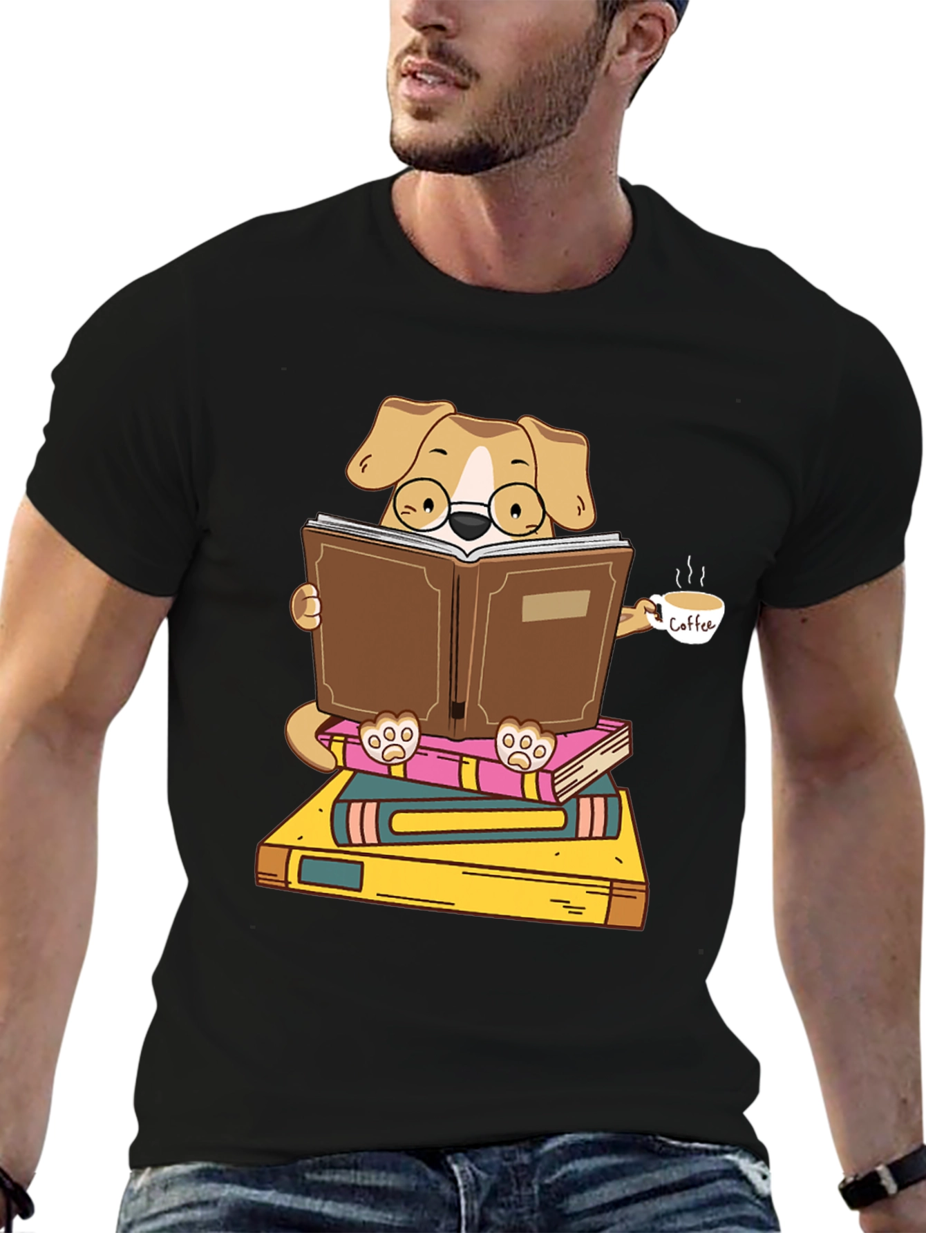 Black Bookworm Dog Graphic T-Shirt view 6