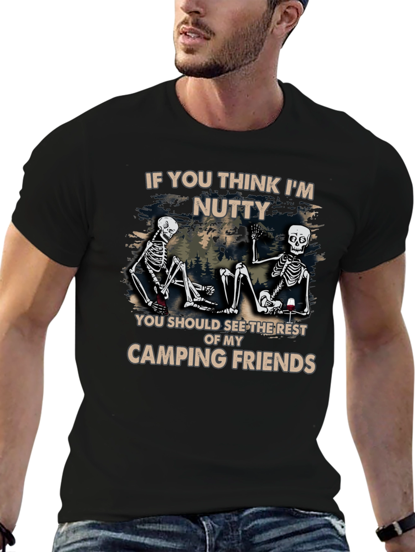 Black Camping Friends Graphic T-Shirt view 6