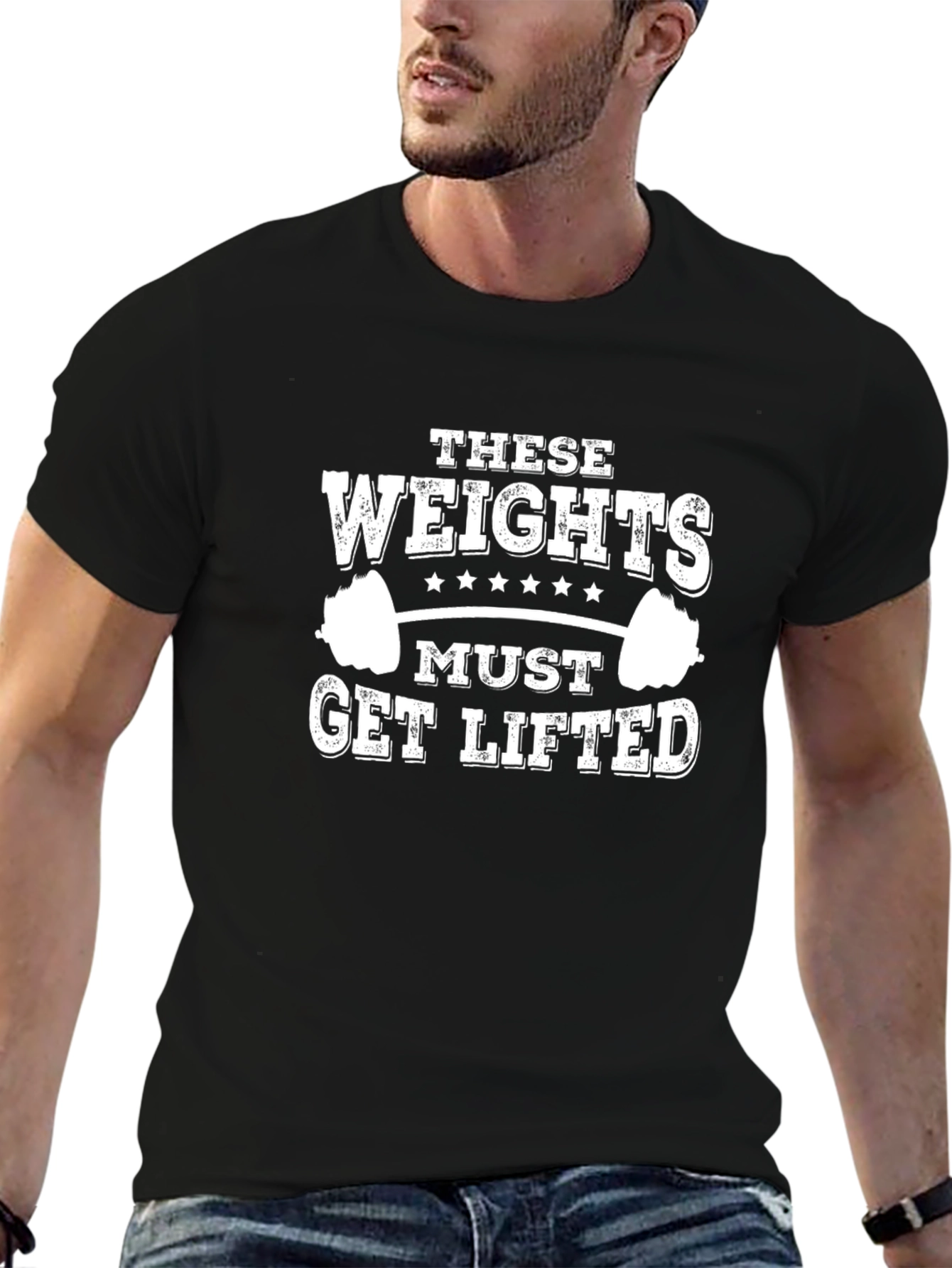 Black These Weights Must Get Lifted Black T-Shirt view 6