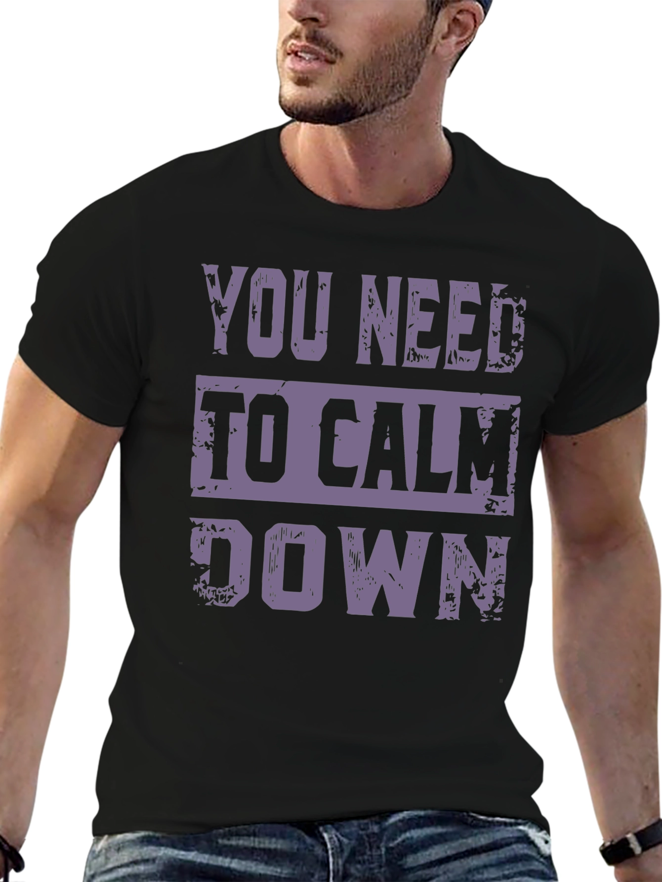 Black You Need To Calm Down Novelty Graphic Tee view 6