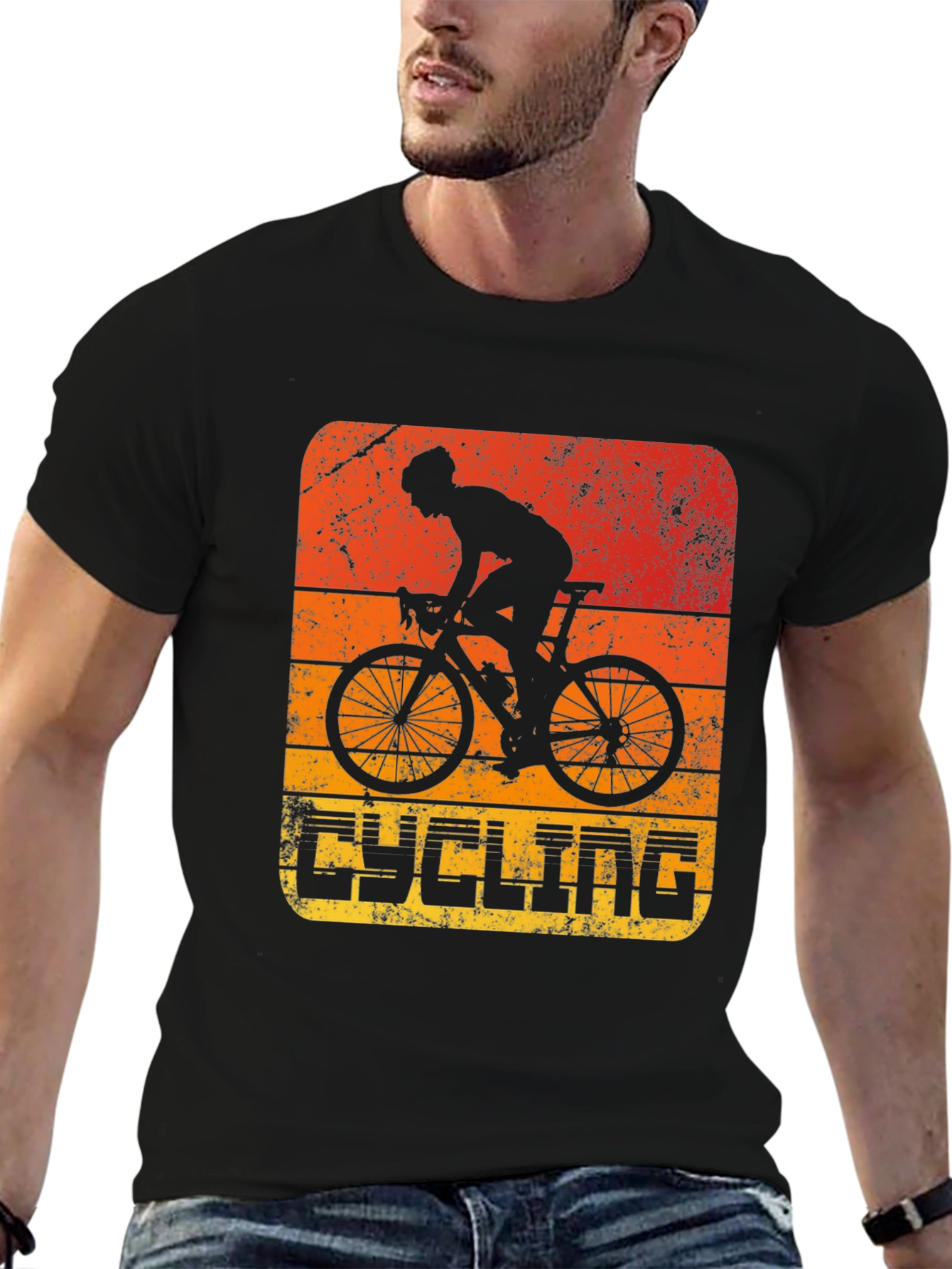 Black Retro Cycling T-Shirt - Stylish Cyclist Graphic Tee view 6