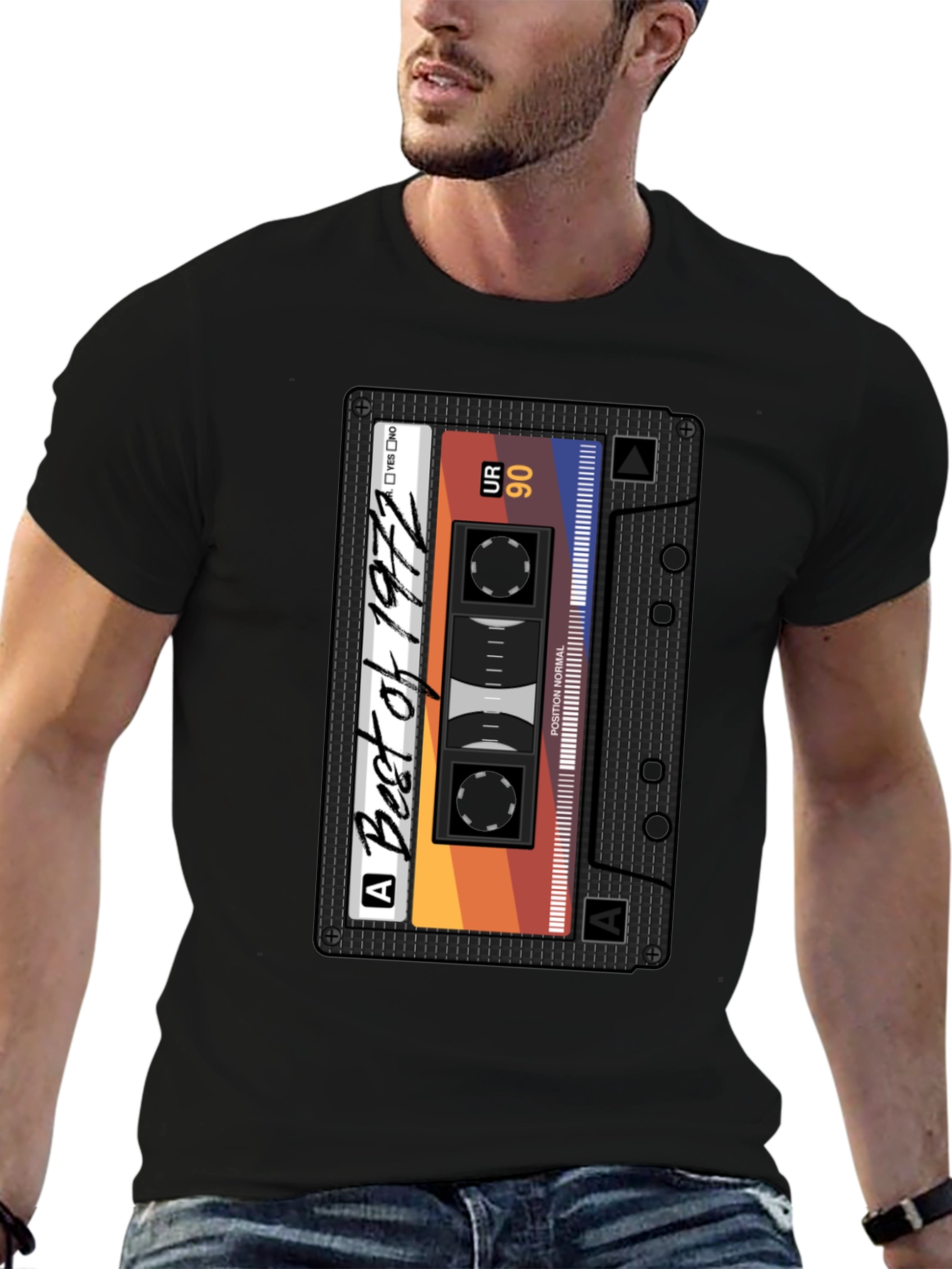 Black Best of 1972 Cassette Tape Graphic T-Shirt view 6