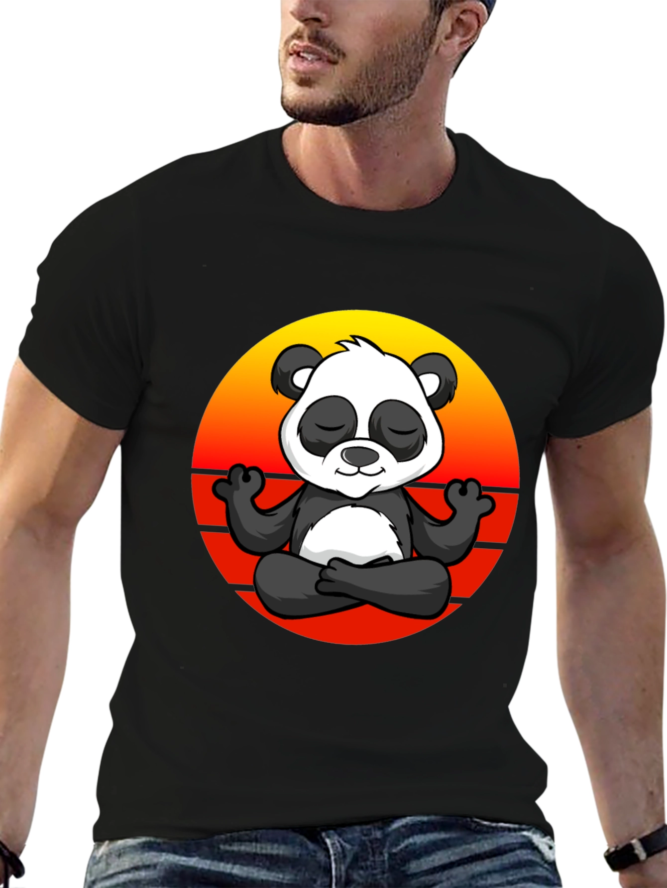Black Zen Panda Graphic Tee - Black T-Shirt view 6