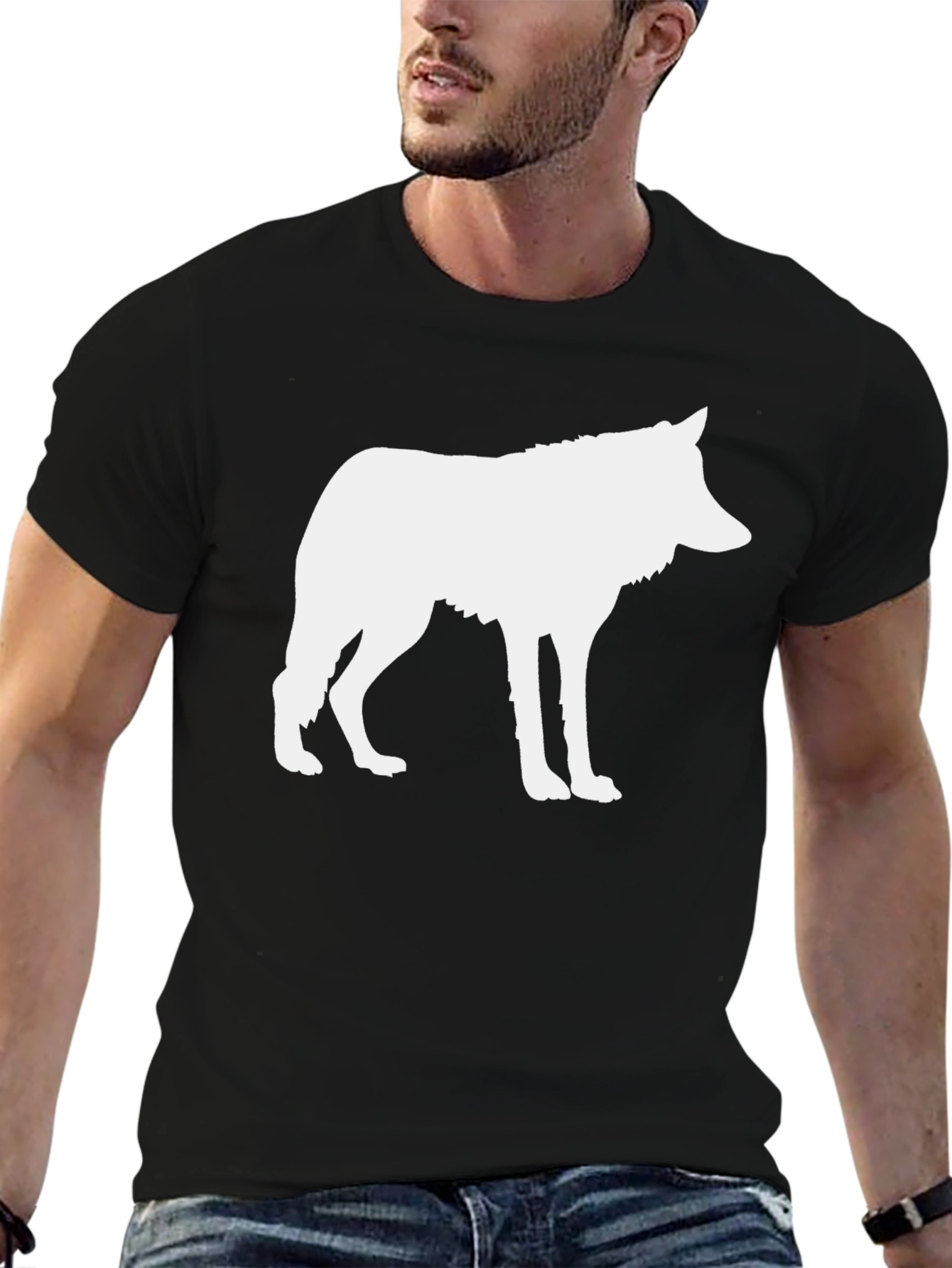 Black Wolf Silhouette Graphic T-Shirt view 6