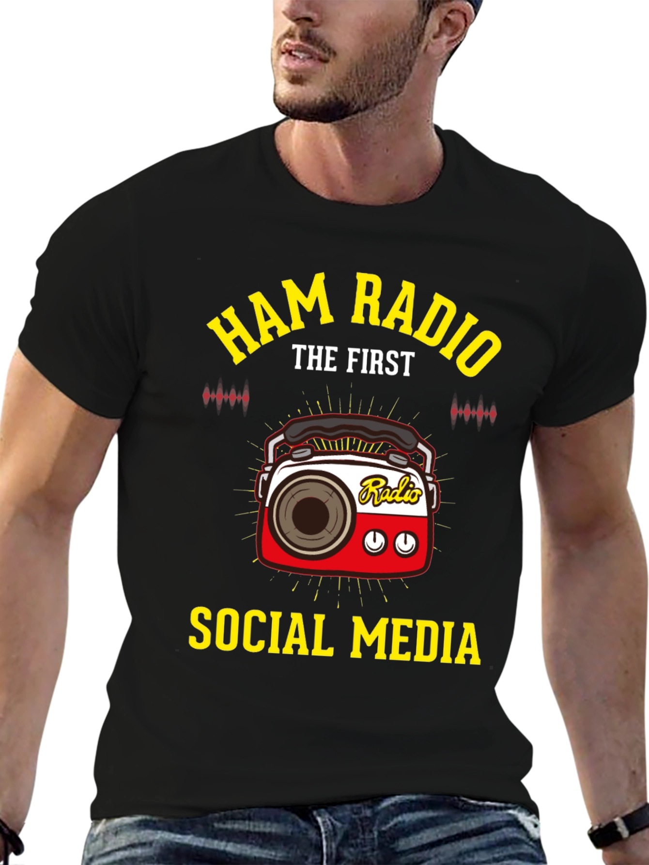 Black Ham Radio The First Social Media T-Shirt view 6