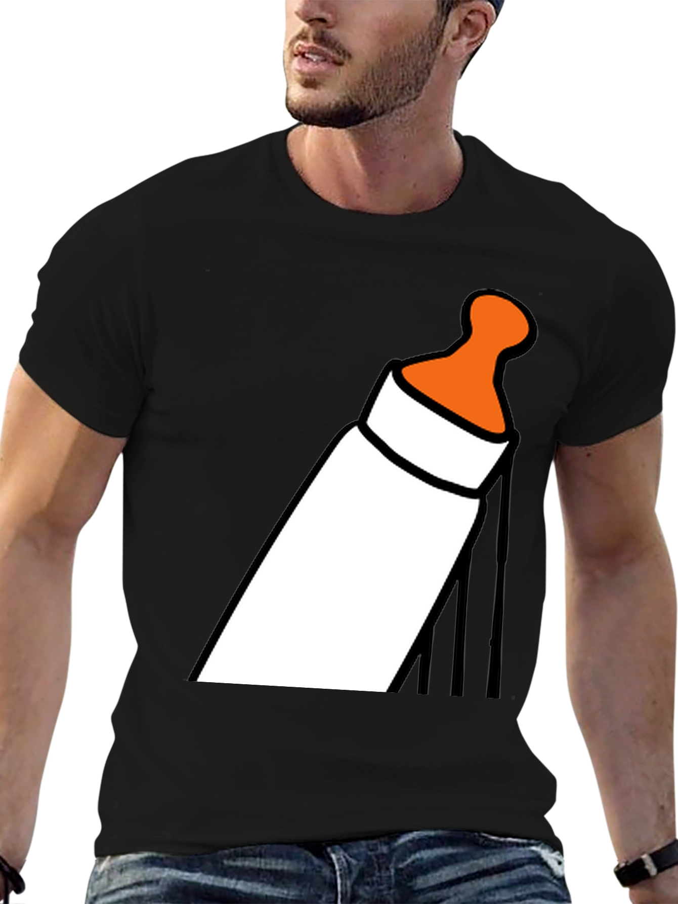 Black Baby Bottle Graphic T-Shirt - Funny Novelty Tee view 6