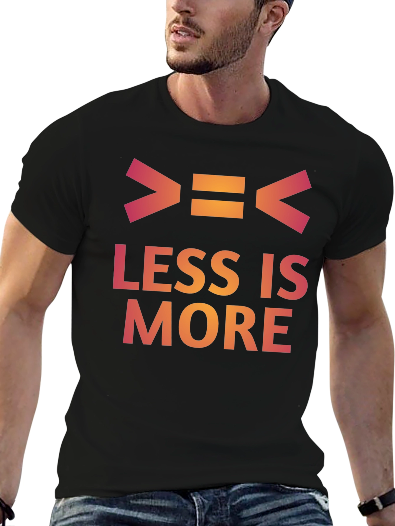 Black Less is More Graphic Tee - Black Cotton T-Shirt view 6
