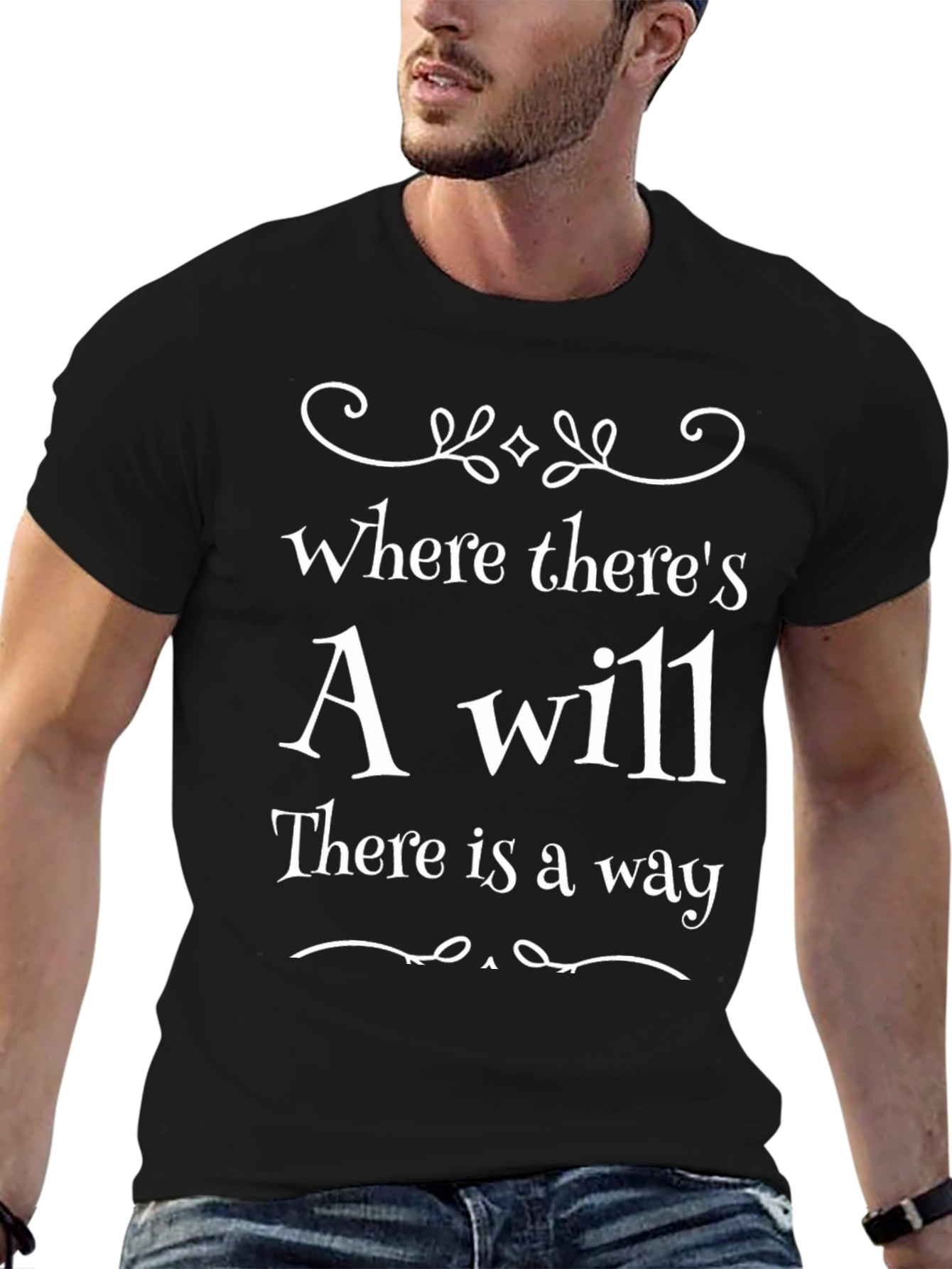 Black Motivational Will Way T-Shirt - Inspiring Quote Shirt view 6