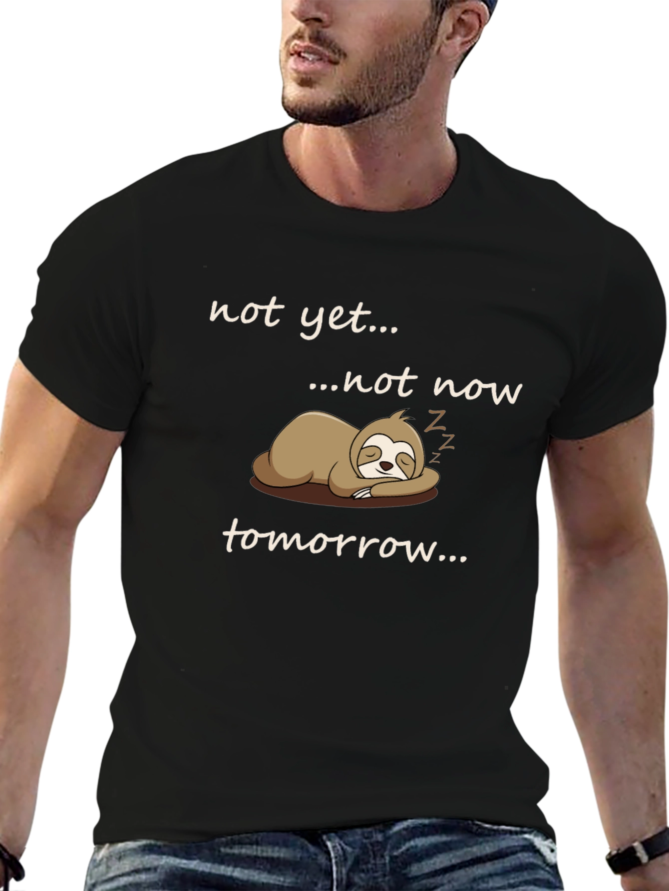 Black Sloth Graphic T-Shirt - "Not Yet... Tomorrow" view 6