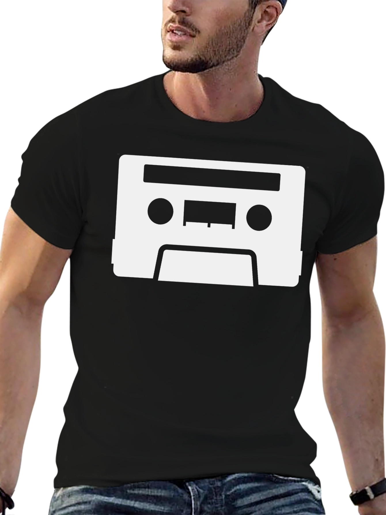 Black Retro Cassette Tape Graphic Tee - Black view 6