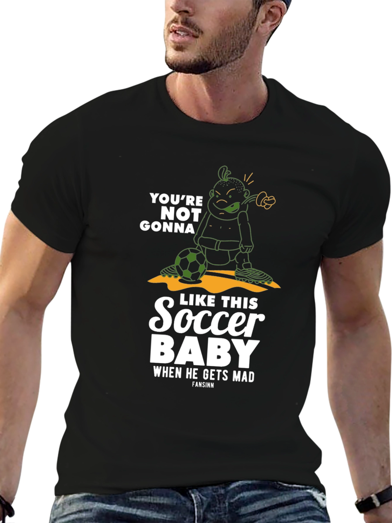 Black Funny Soccer Baby Graphic T-Shirt view 6