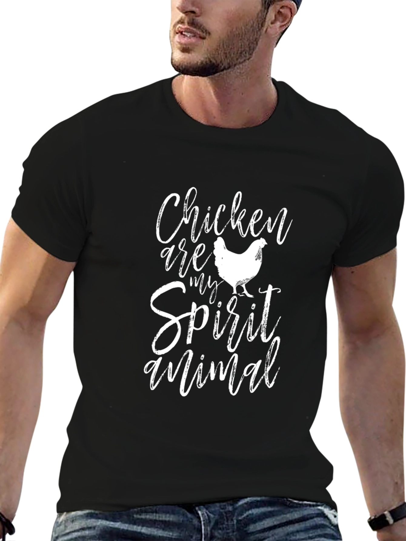 Black Chicken Spirit Animal Graphic T-Shirt view 6