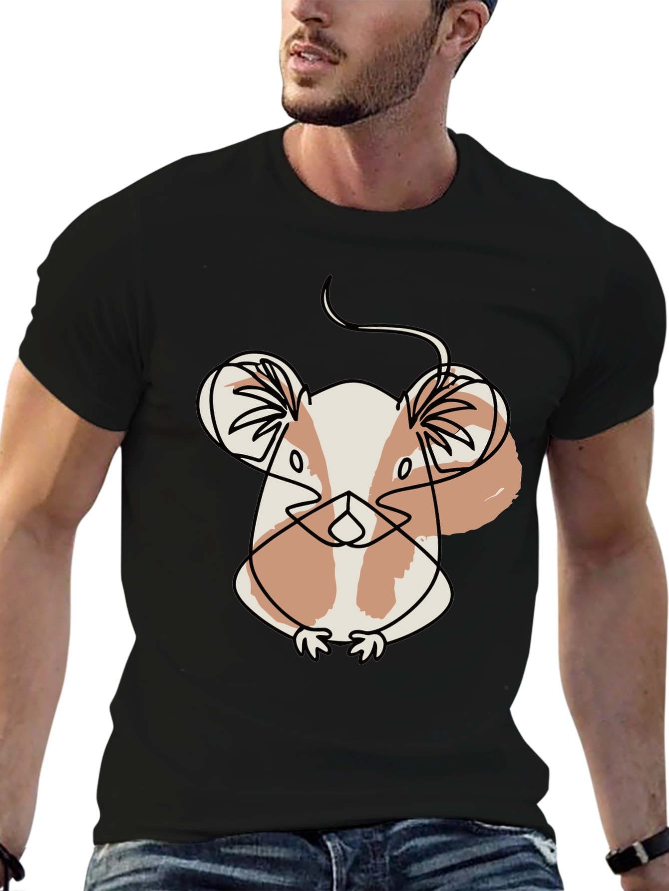 Black Abstract Hamster Graphic Tee view 6