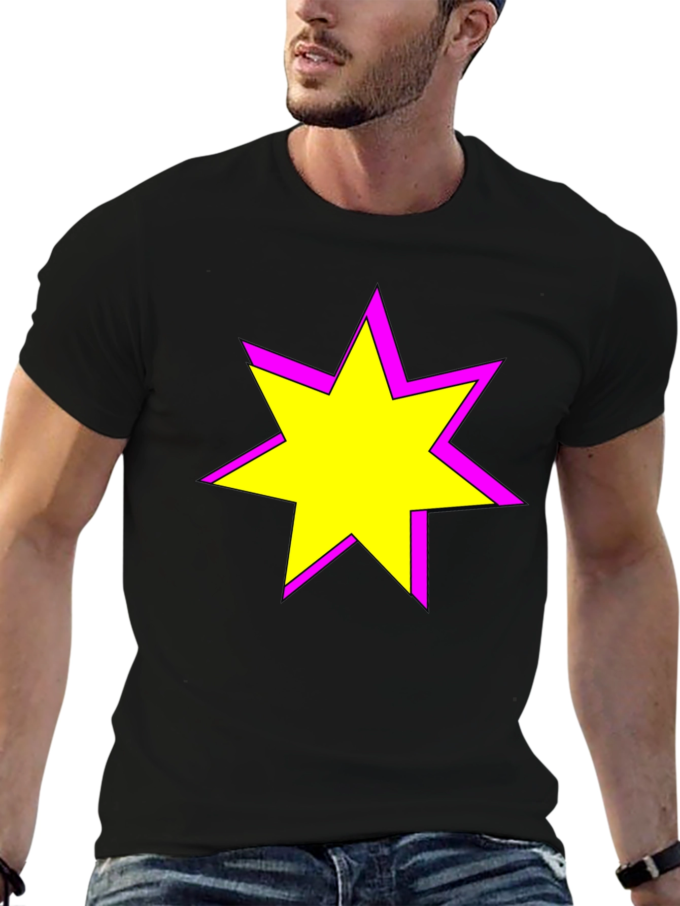 Black Star Graphic Tee - Casual Black T-Shirt view 6