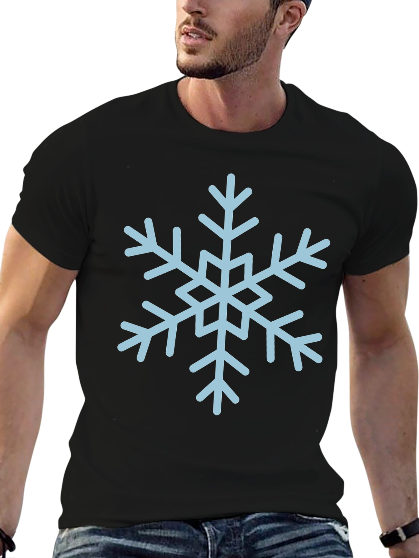 Black Snowflake Graphic Tee - Winter Holiday Style view 6