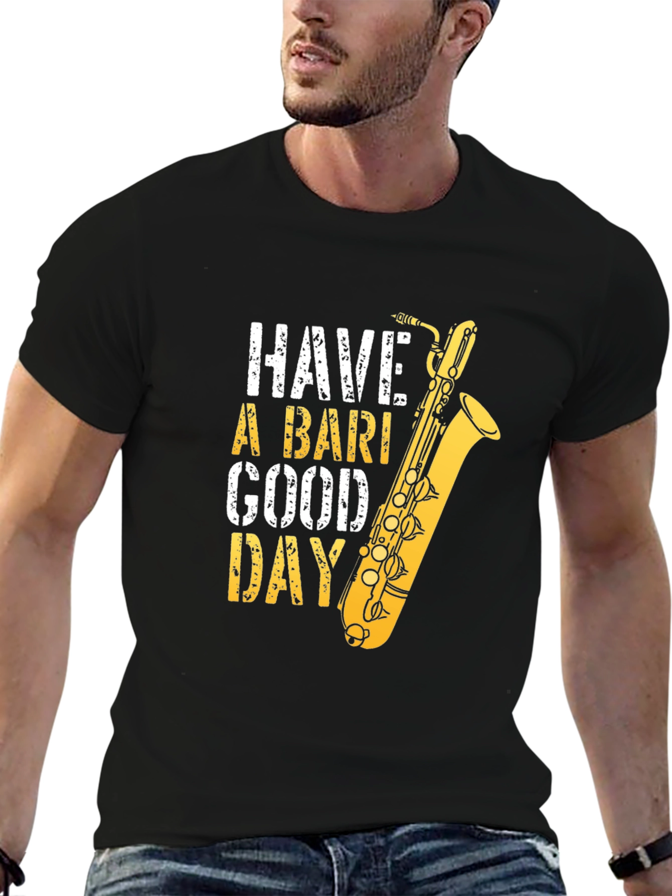 Black Have A Bari Good Day Saxophone T-Shirt view 6