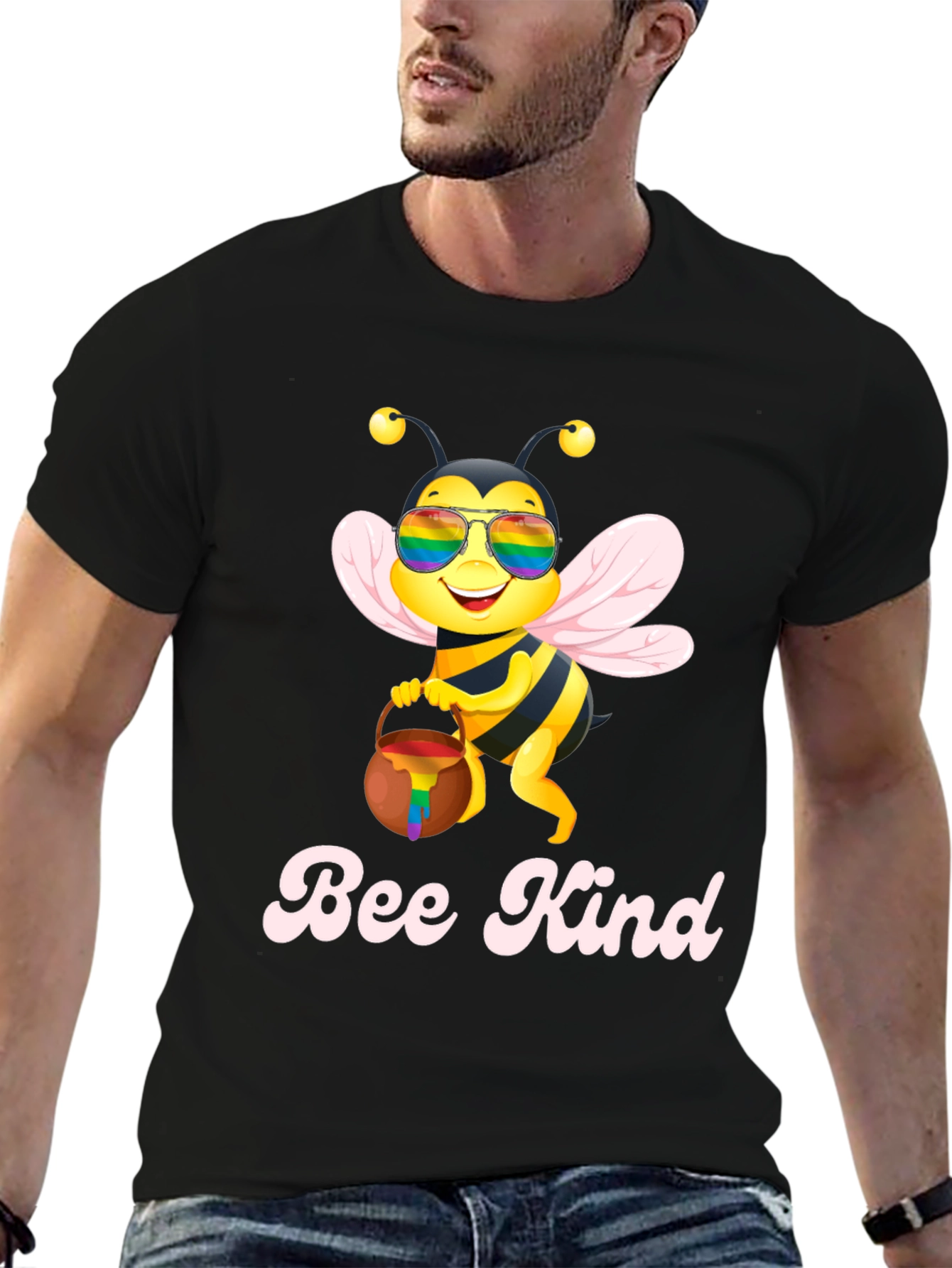 Black Bee Kind T-Shirt - LGBTQ+ Pride Apparel view 6
