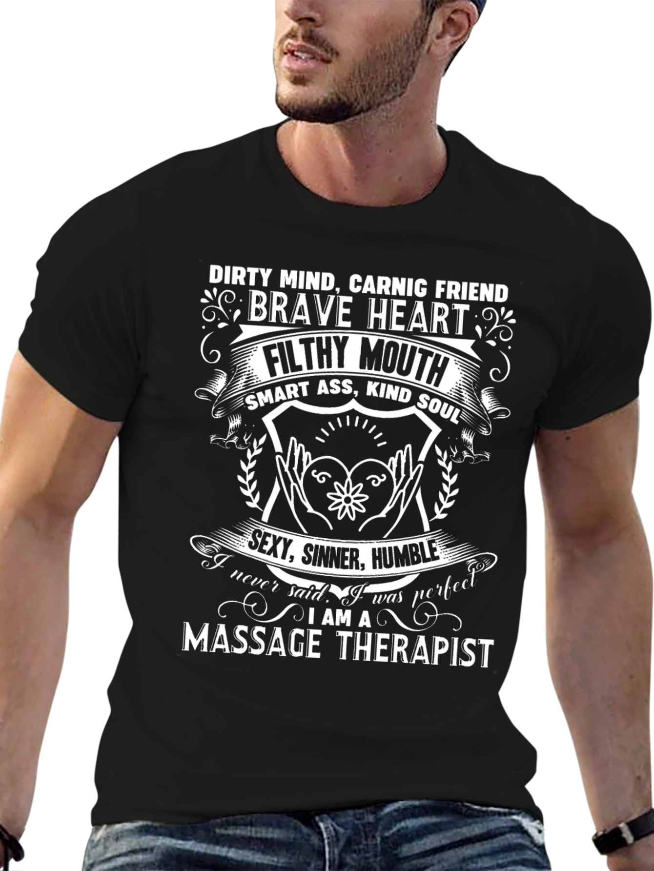 Black Massage Therapist Novelty Graphic Tee view 6