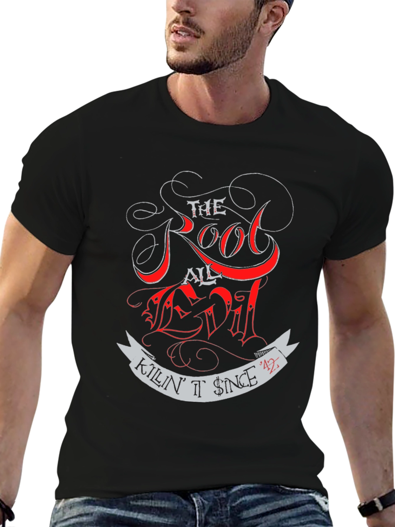 Black Root of All Evil T-Shirt - Killin' It Since '42 view 6