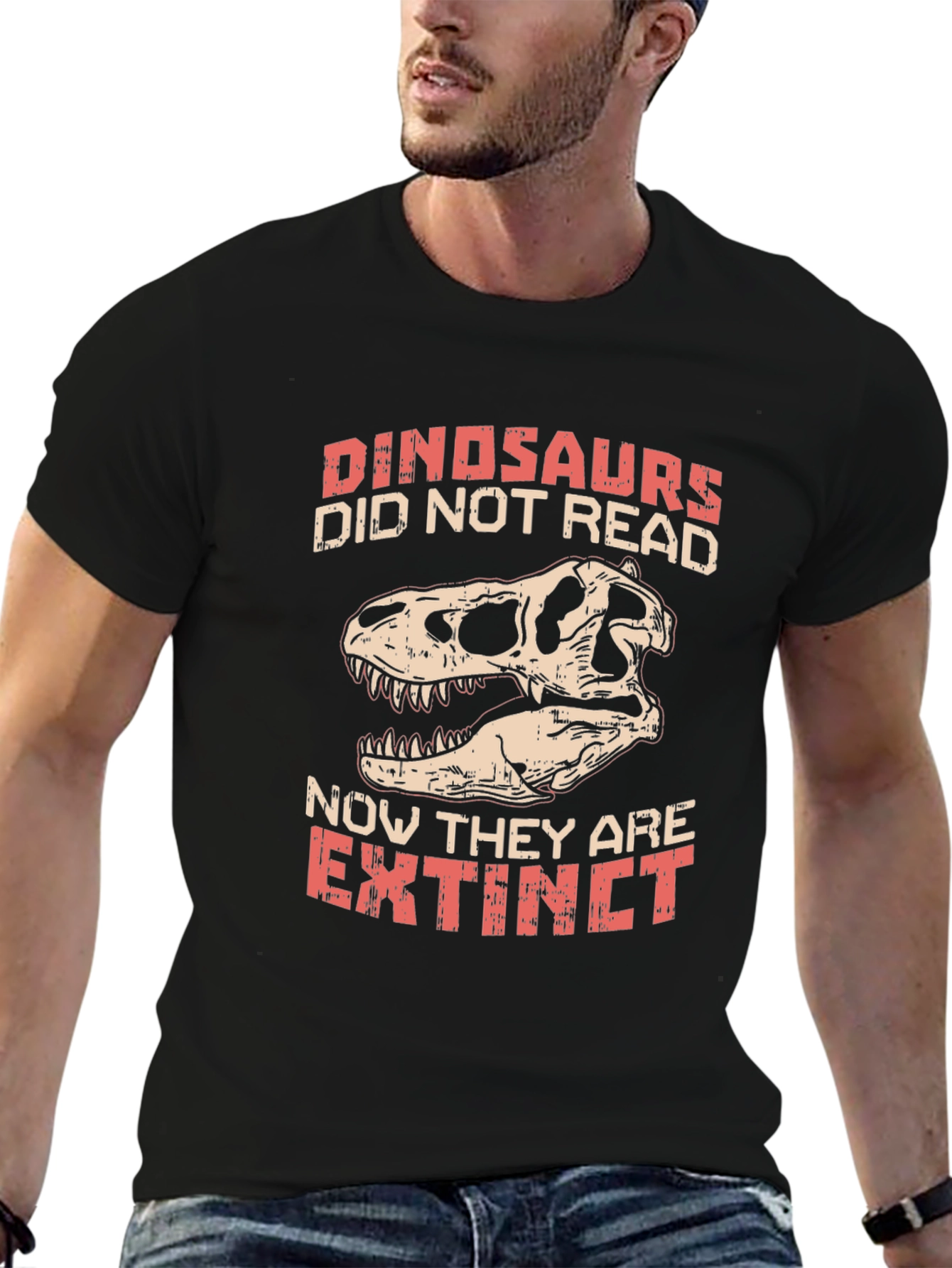Black Dinosaurs Didn't Read T-Shirt view 6