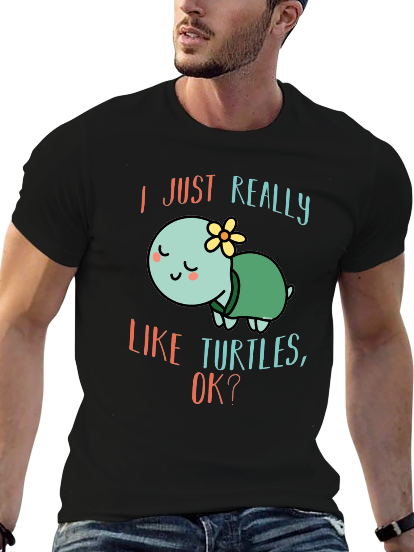 Black I Just Really Like Turtles T-Shirt Cute Cartoon Tee view 6