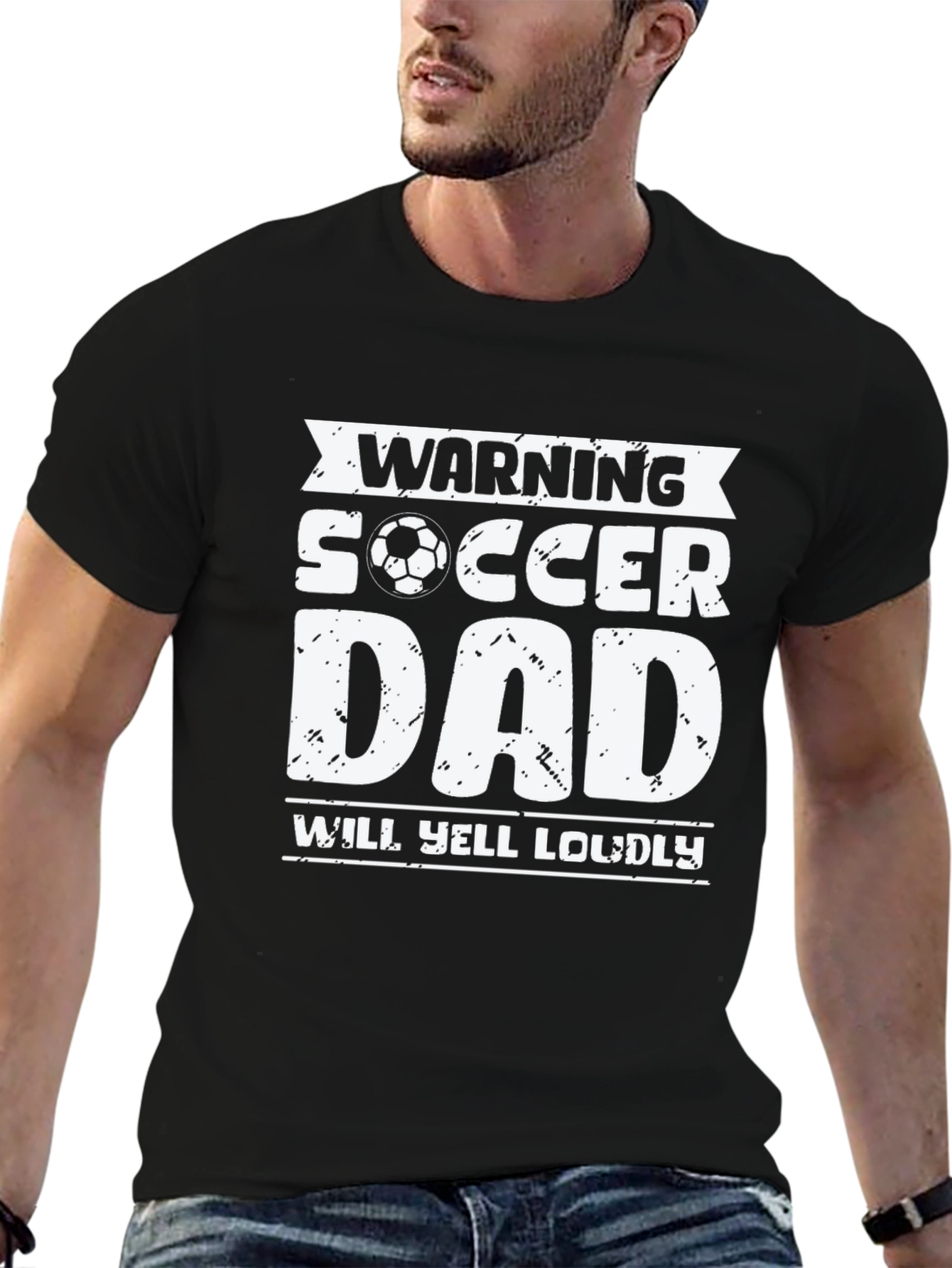Black Warning Soccer Dad Graphic Tee view 6