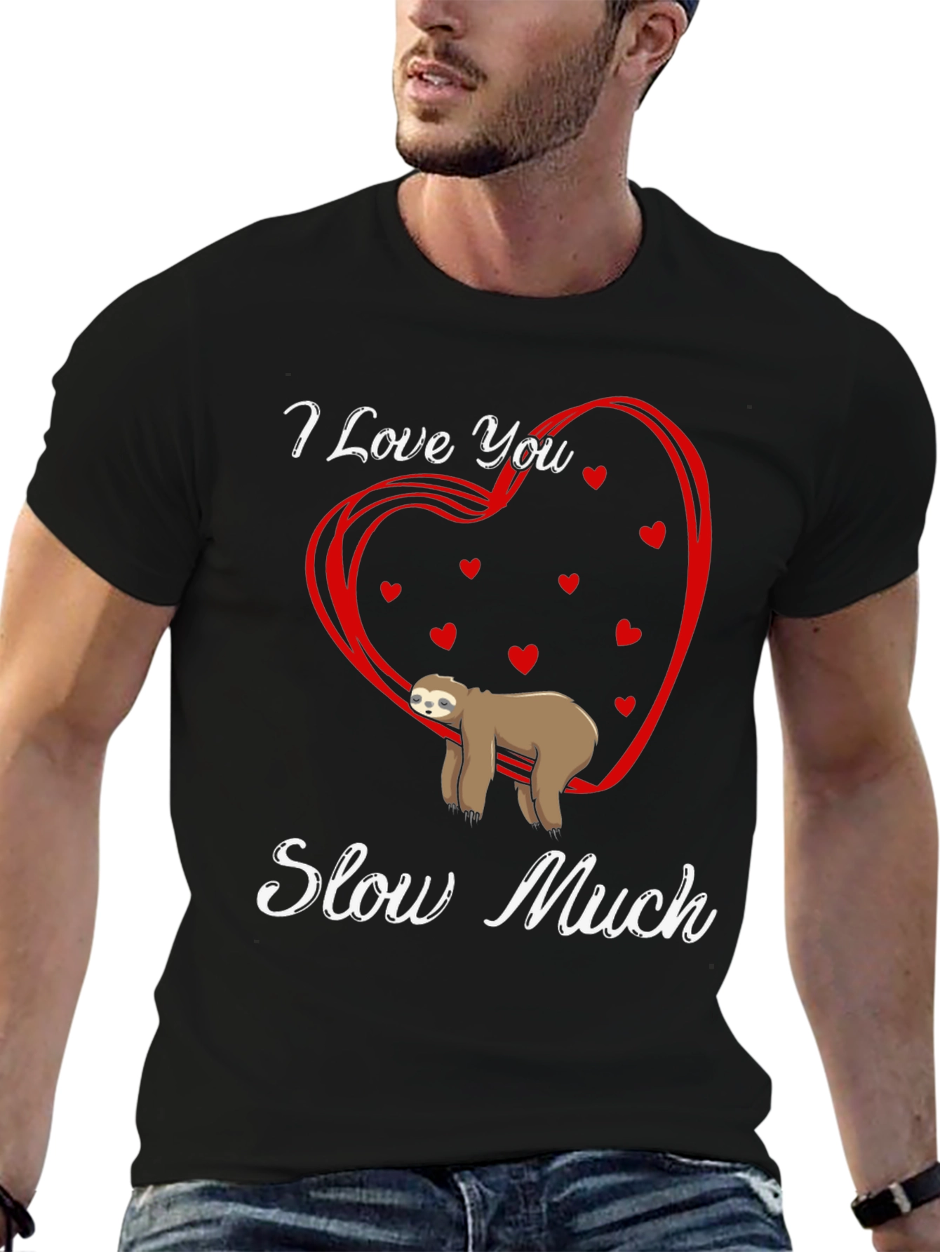 Black I Love You Slow Much Sloth Graphic Tee view 6