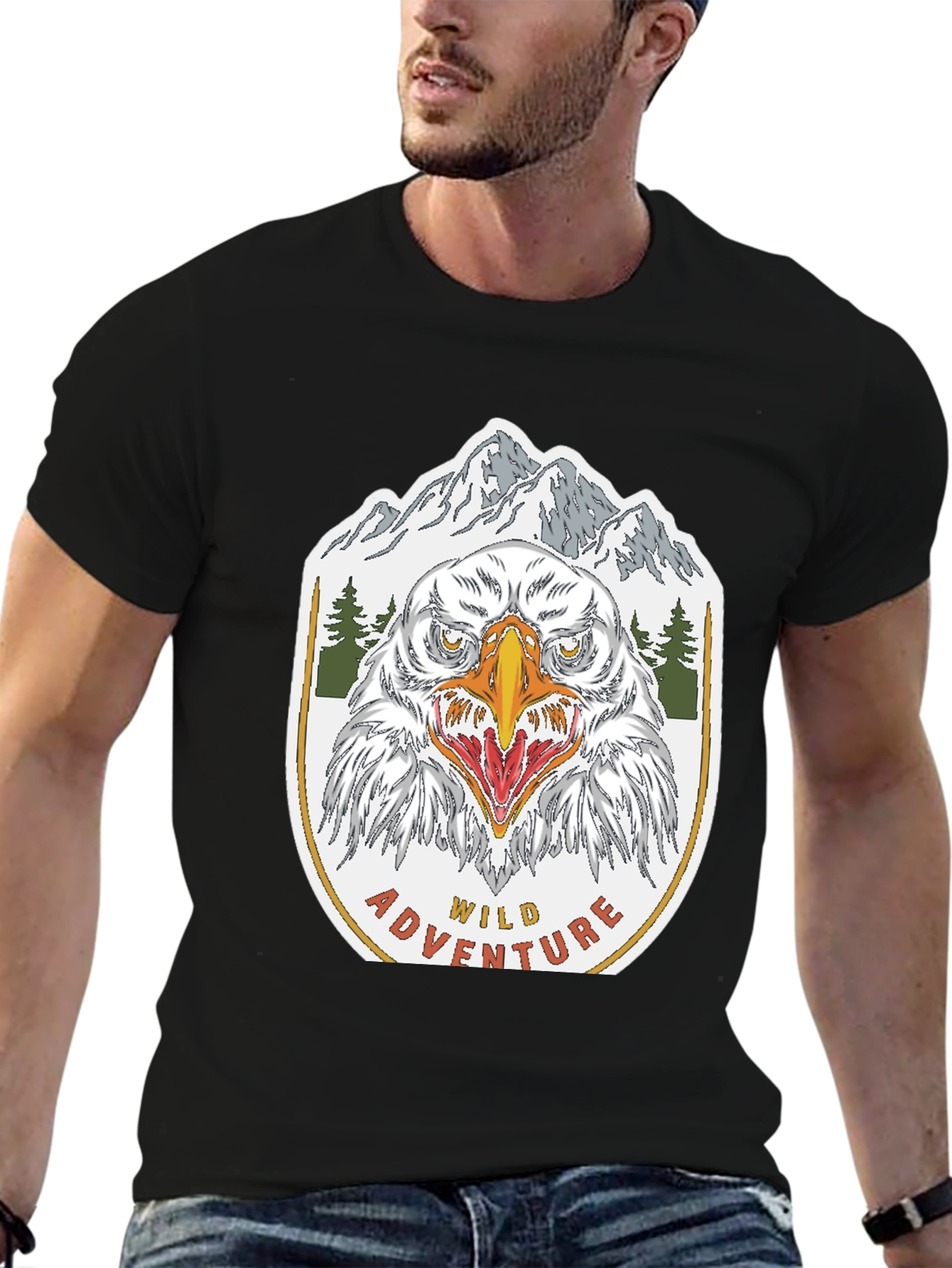 Black Wild Adventure Eagle Graphic T-Shirt view 6