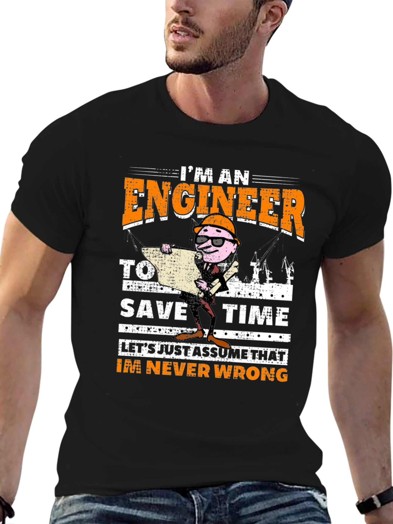 Black Engineer Never Wrong Graphic T-Shirt view 6