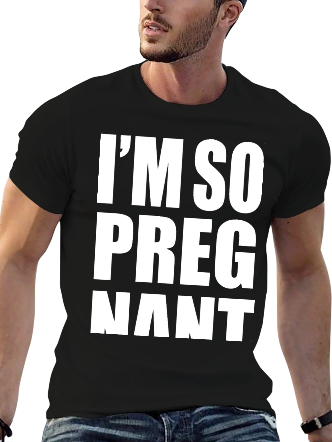 Black I'm So Pregnant T-Shirt - Humorous Graphic Tee view 6