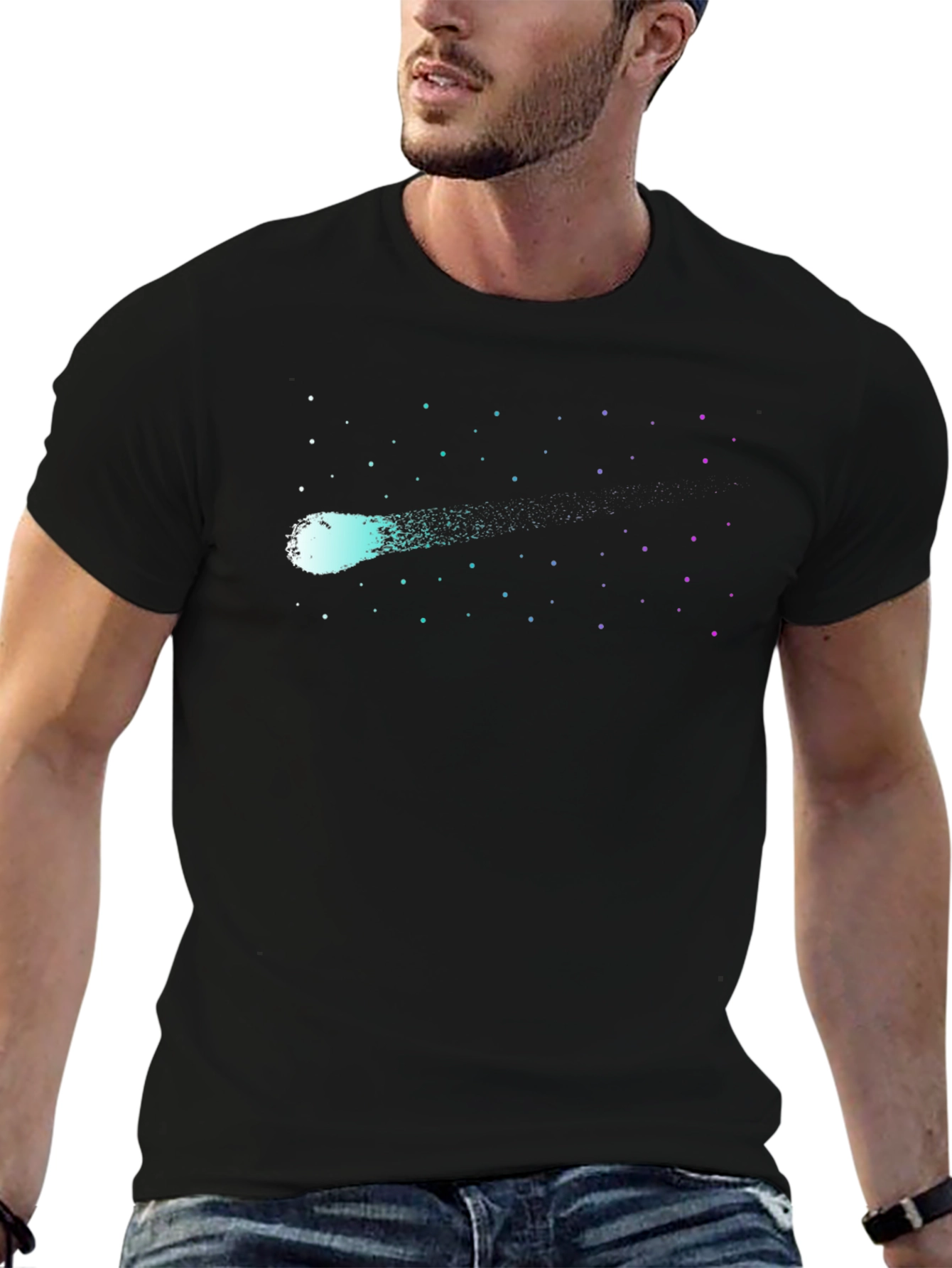 Black Cosmic Comet Graphic Black Tee view 6