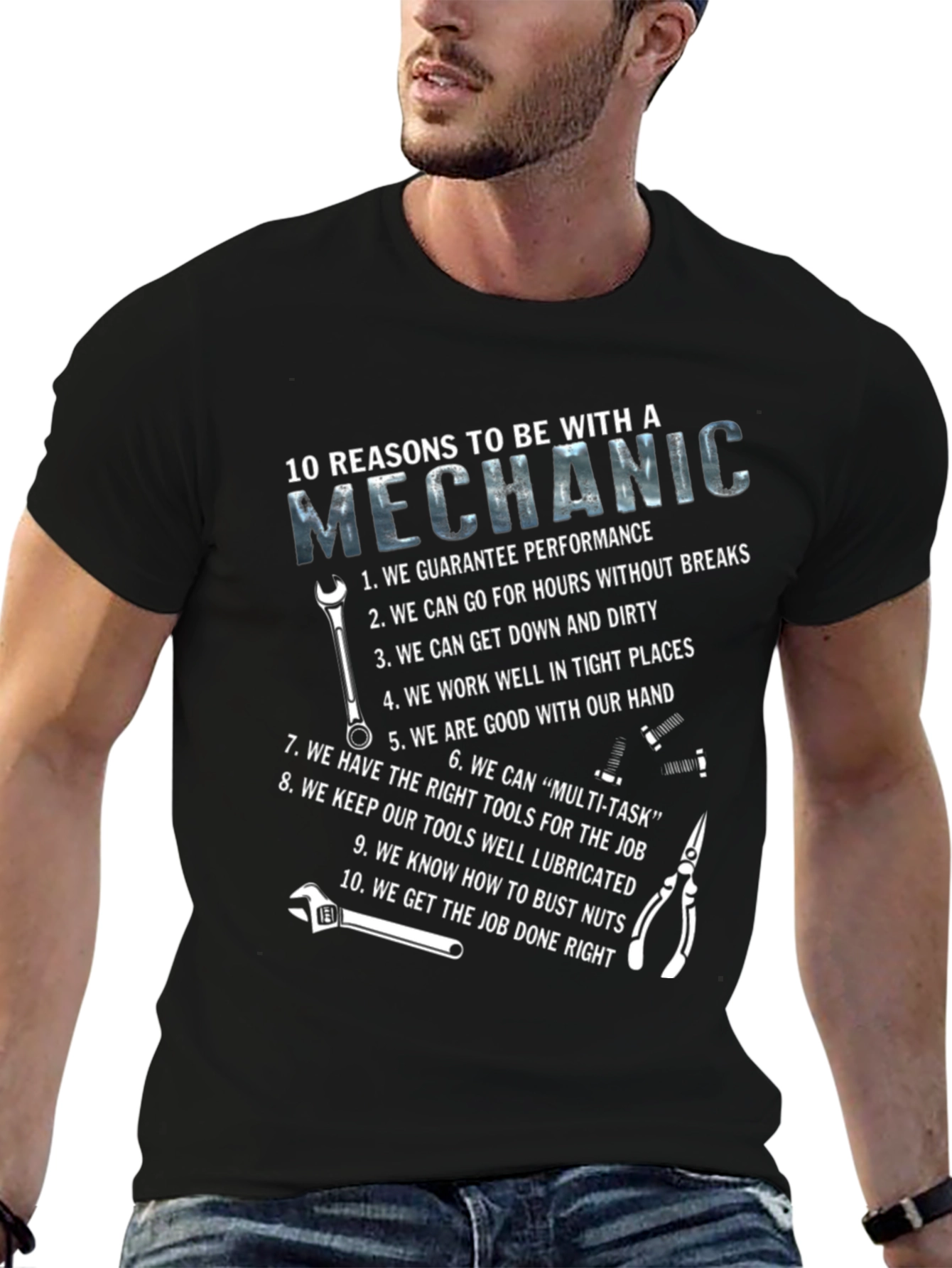 Black 10 Reasons Mechanic T-Shirt - Performance, Tools, Humor view 6