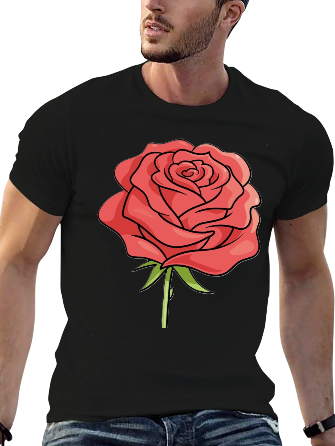 Black Rose Graphic Black T-Shirt - Casual Style view 6