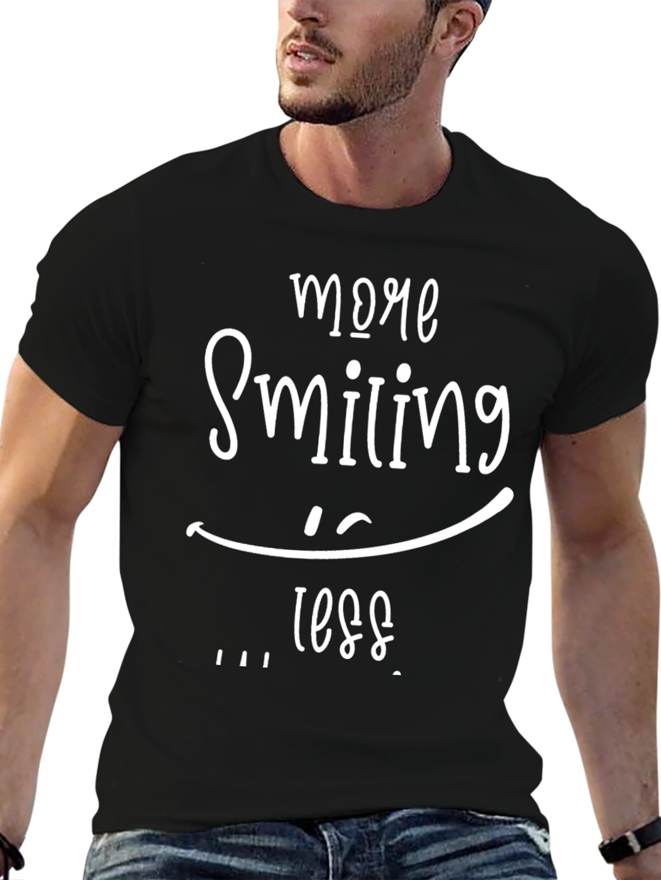 Black More Smiling Less T-Shirt - Unisex Graphic Tee view 6