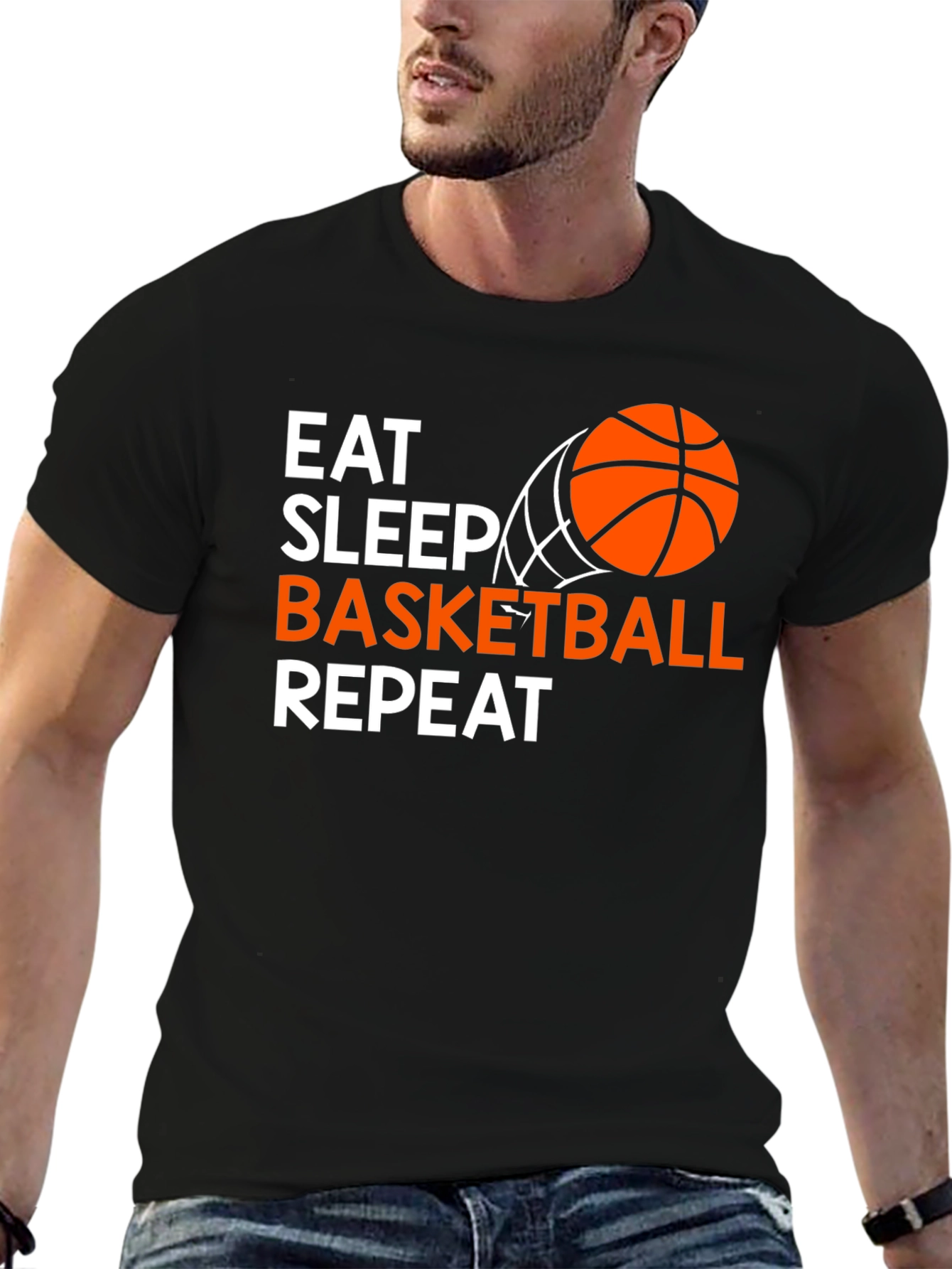 Black Eat Sleep Basketball Repeat T-Shirt view 6