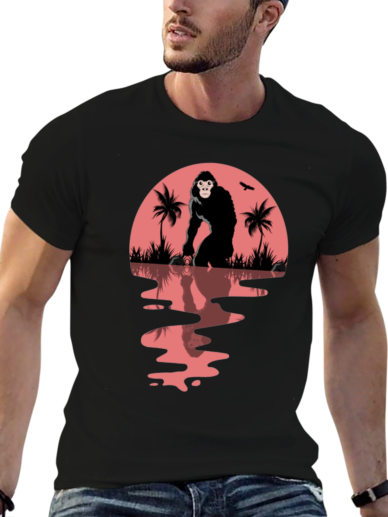 Black Gorilla Sunset Graphic Tee view 6