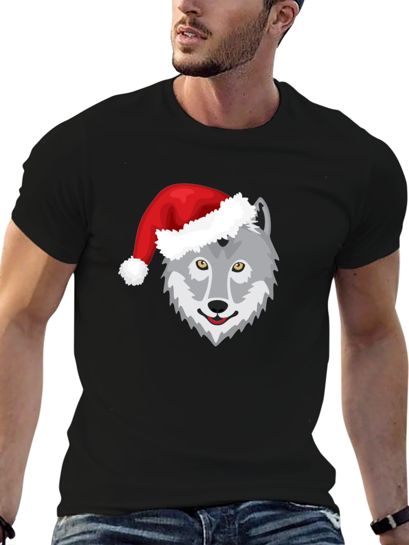 Black Wolf Christmas T-Shirt view 6