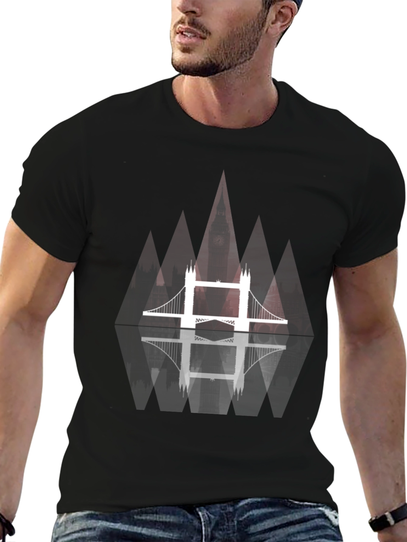 Black London Bridge Graphic Tee - Modern Design view 6