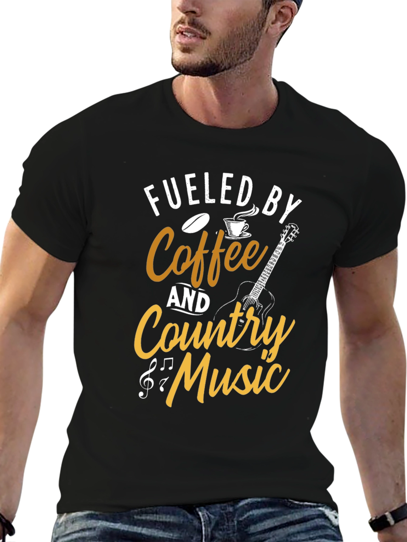 Black Fueled by Coffee & Country Music T-Shirt view 6