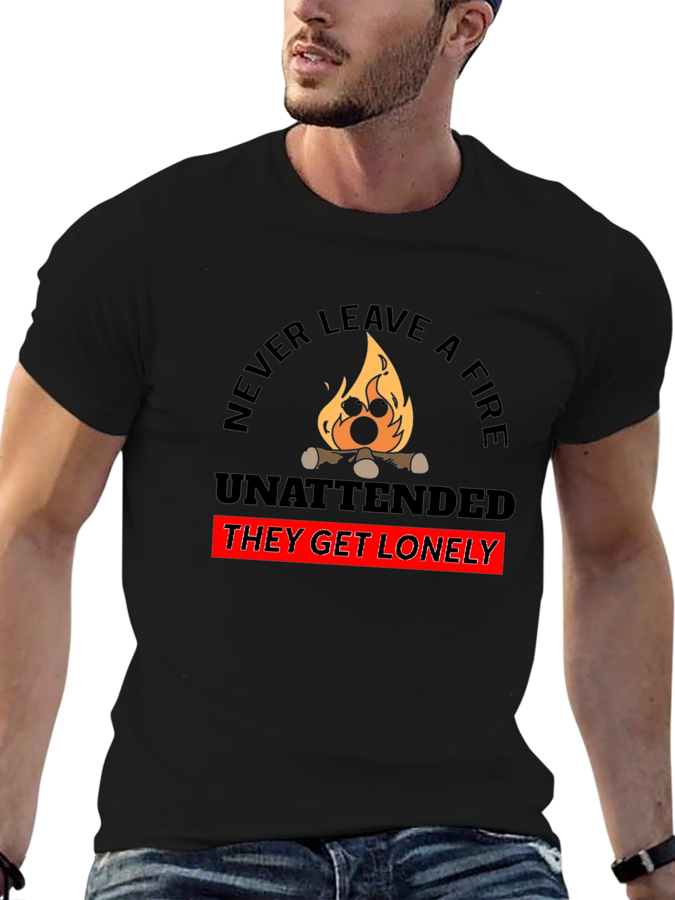 Black Never Leave a Fire Unattended Funny T-Shirt view 6