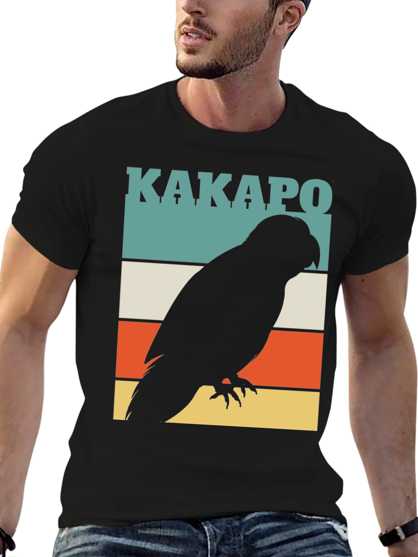Black Kakapo Parrot Silhouette T-Shirt view 6