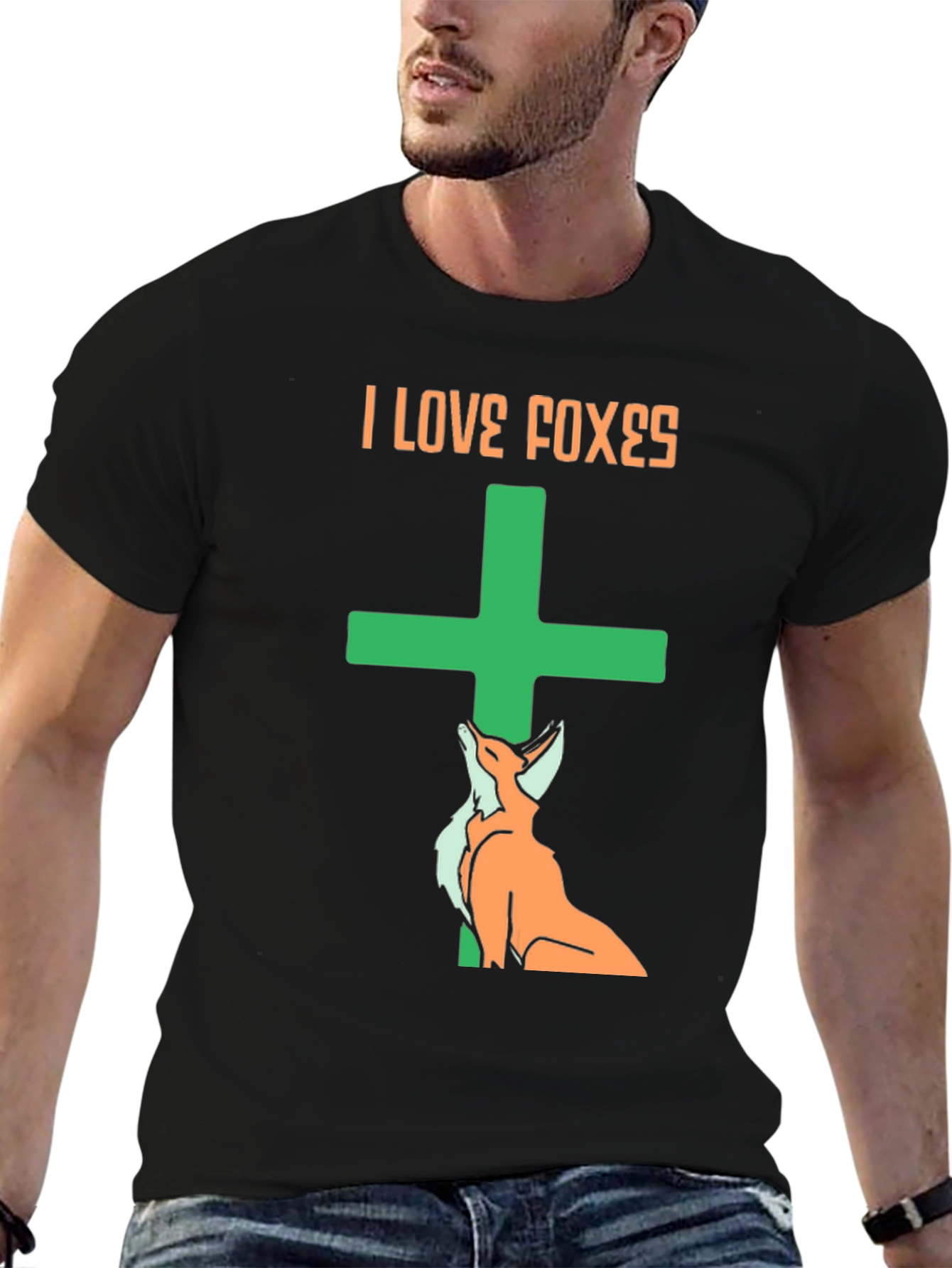 Black I Love Foxes Graphic Tee - Unisex view 6