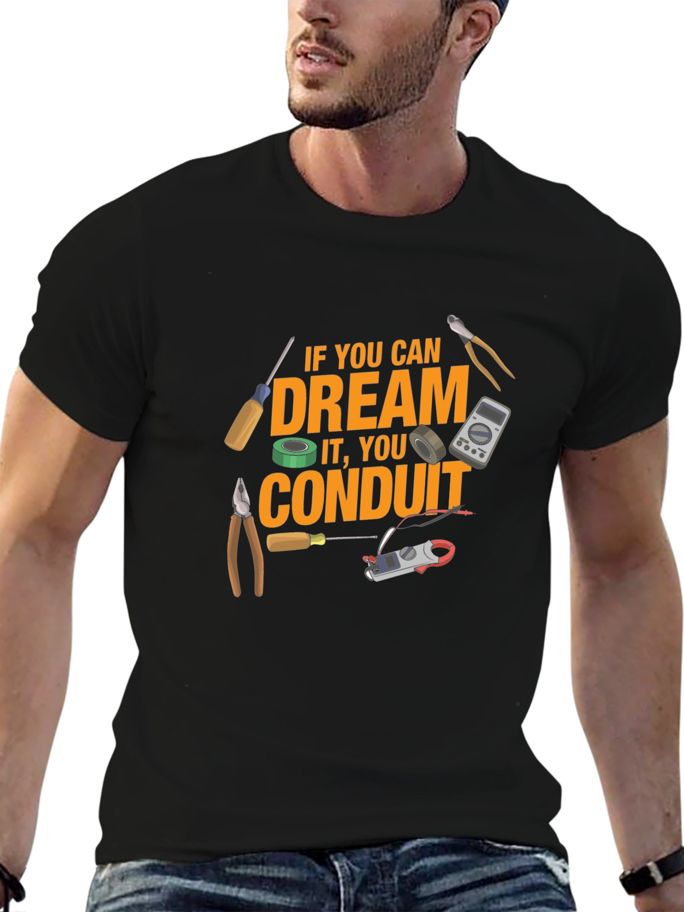 Black Dream Conduit Graphic T-Shirt - Electrician Apparel view 6