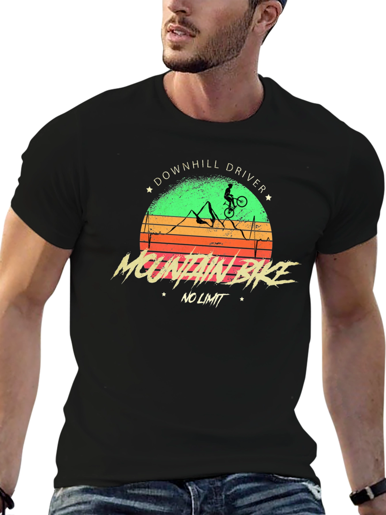 Black Downhill Driver Mountain Bike Graphic T-Shirt view 6