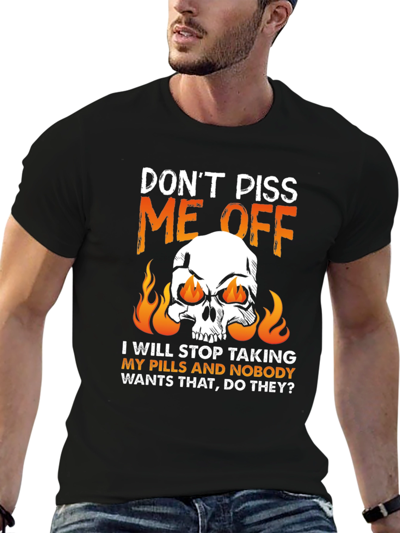 Black Don't Piss Me Off Skull Graphic Tee view 6