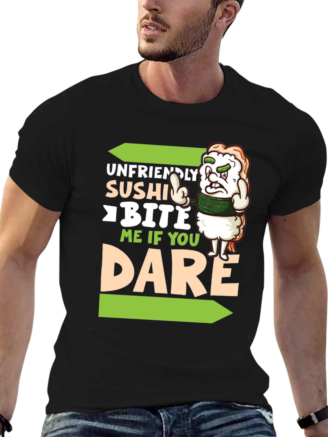 Black Unfriendly Sushi T-Shirt - Bite Me If You Dare! view 6