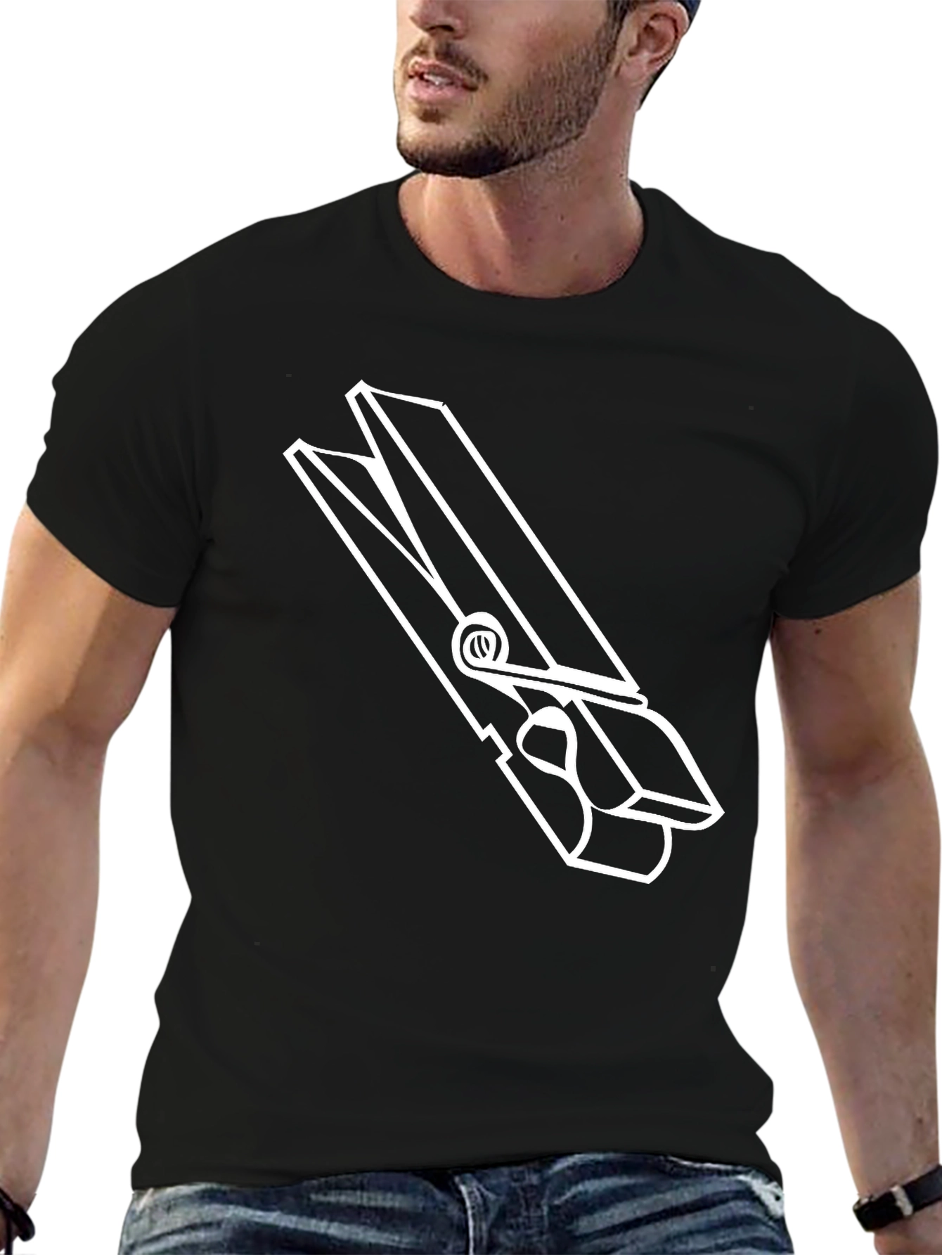 Black Clothespin Graphic Tee - Black Unisex T-Shirt view 6