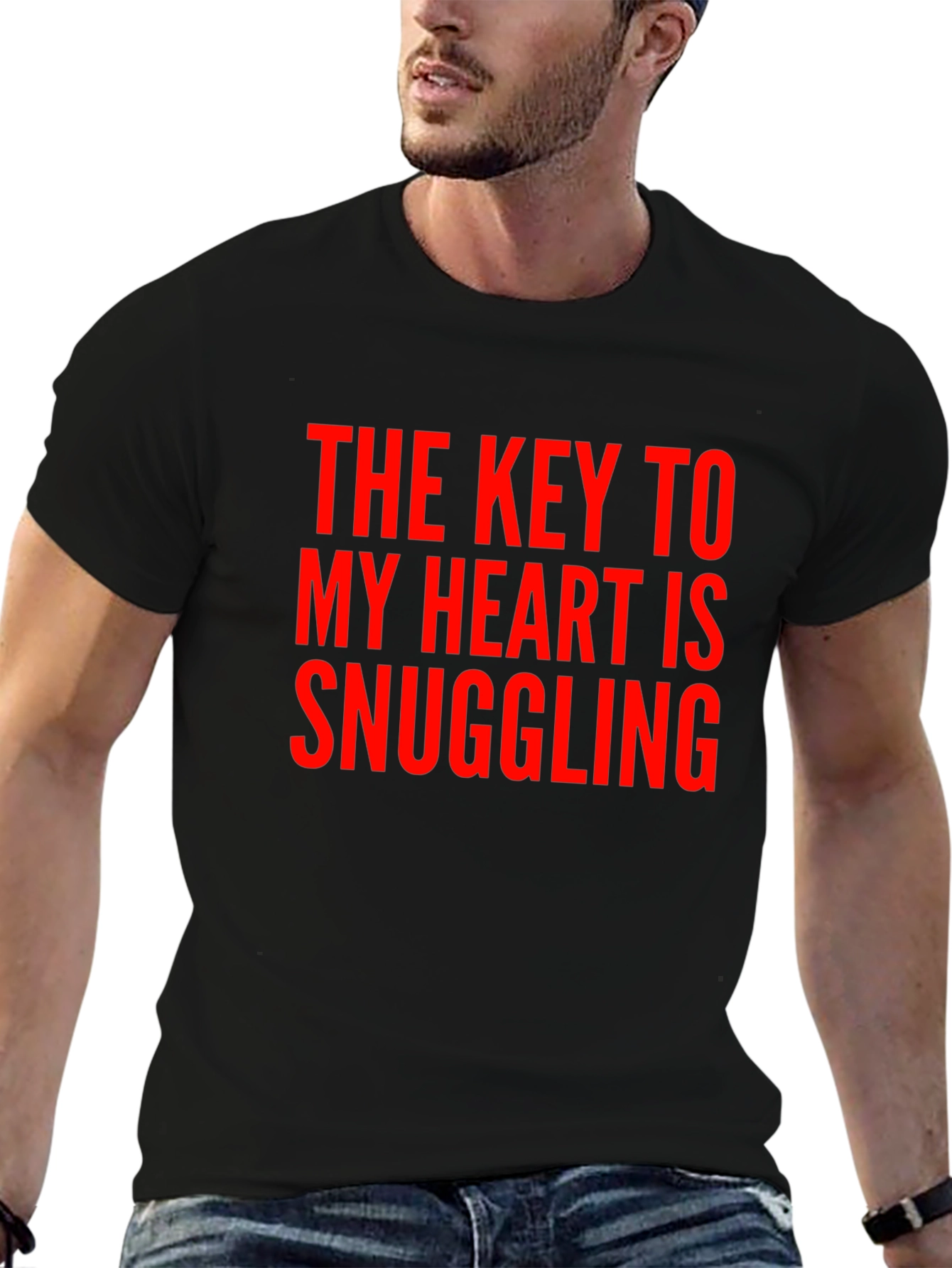 Black Snuggling Heart T-Shirt - Black view 6